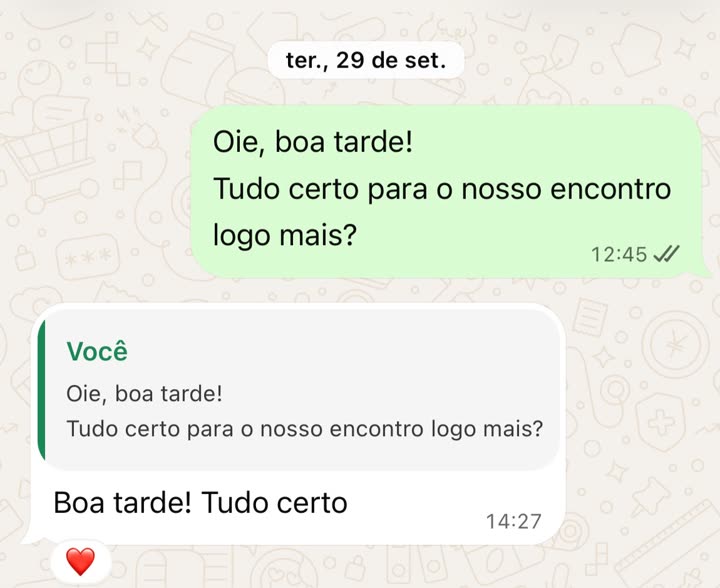Conversa do dia em que o acompanhamento começou.